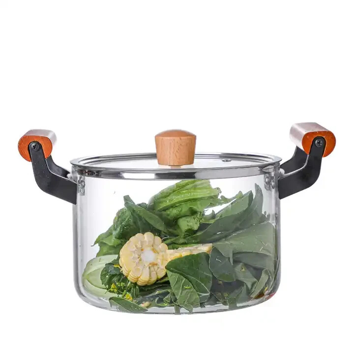 High Borosilicate Heat Resistant Glass Cooking Pot Non Stick Great For Gift