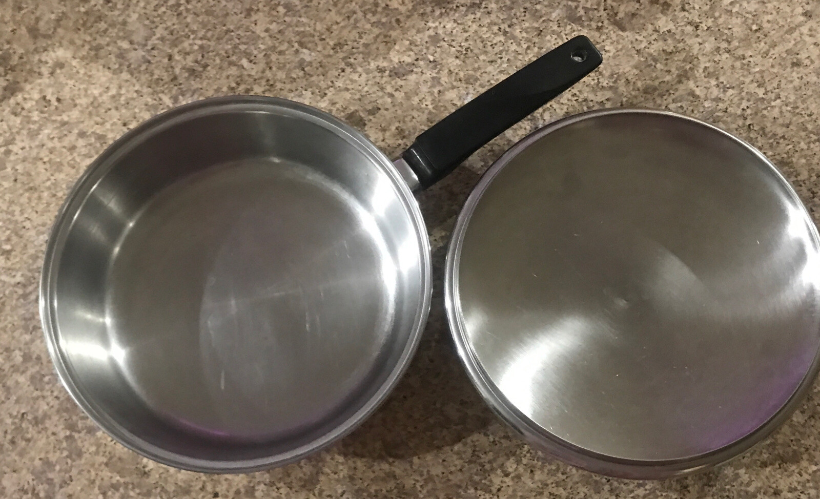VINTAGE EKCO FLINT STAINLESS STEEL THICK COPPER BOTTOM 8″ SKILLET FRY PAN EXC