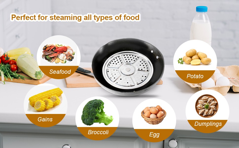 Steamer Rack, Premium Stainless Steel Steamers Rack with Removable Stand, 8.7