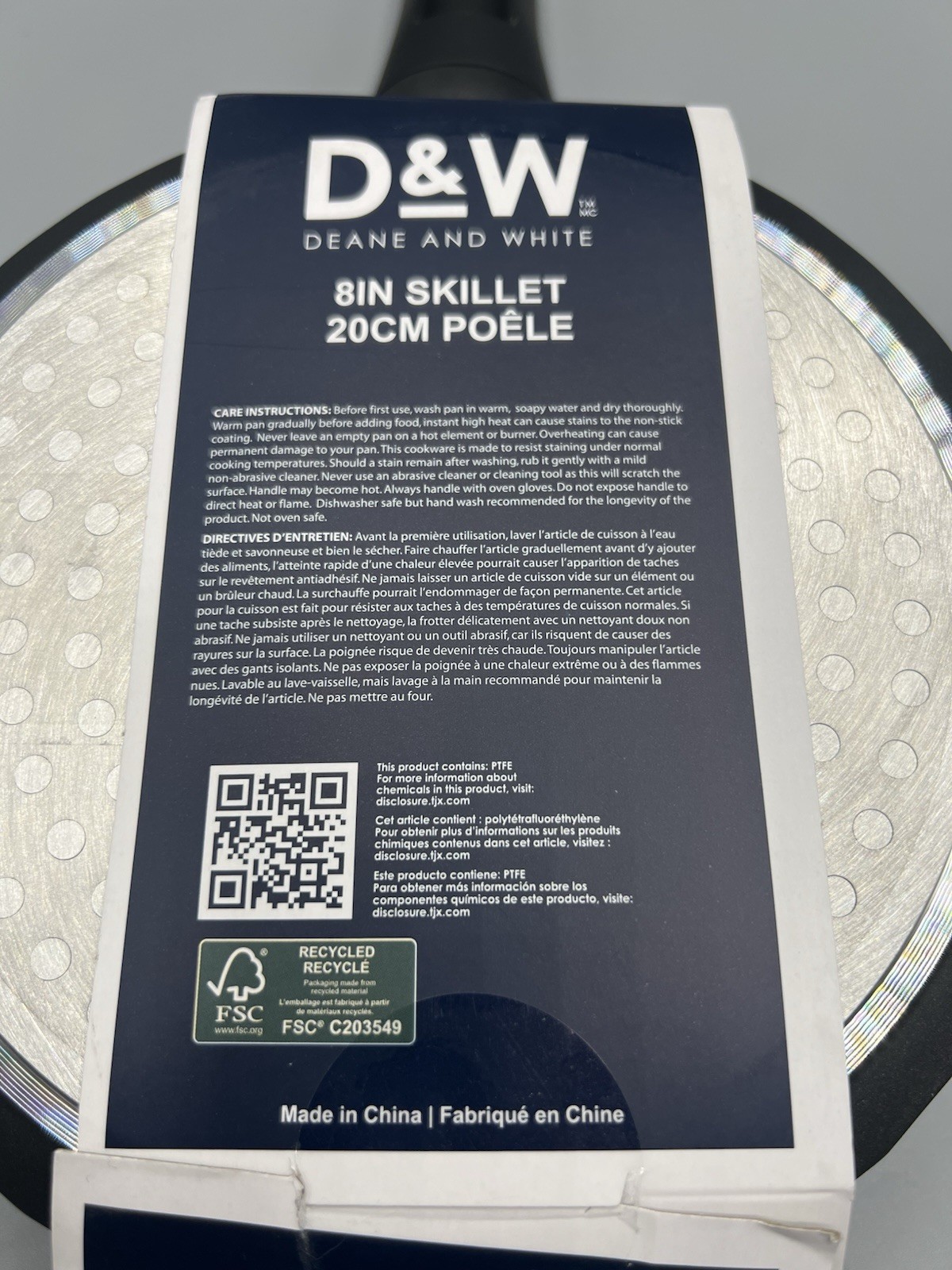 D&W Deane And White Cookware 8in Frying Pan Skillet Nonstick Interior Black