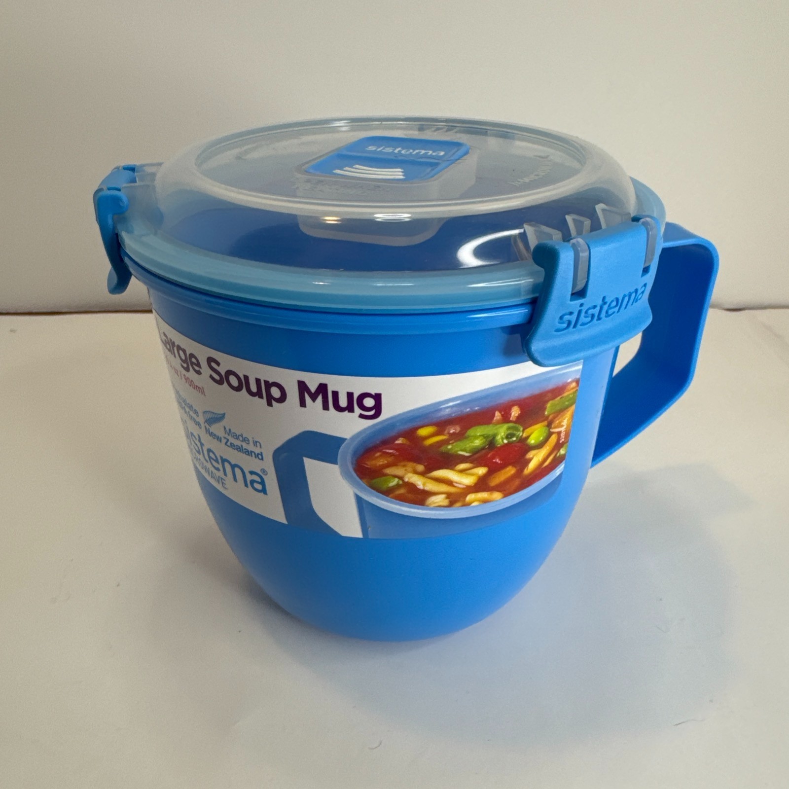 Sistema Microwaveable 900mL Soup Mug, Large Microwave Container w Steam Vent Lid
