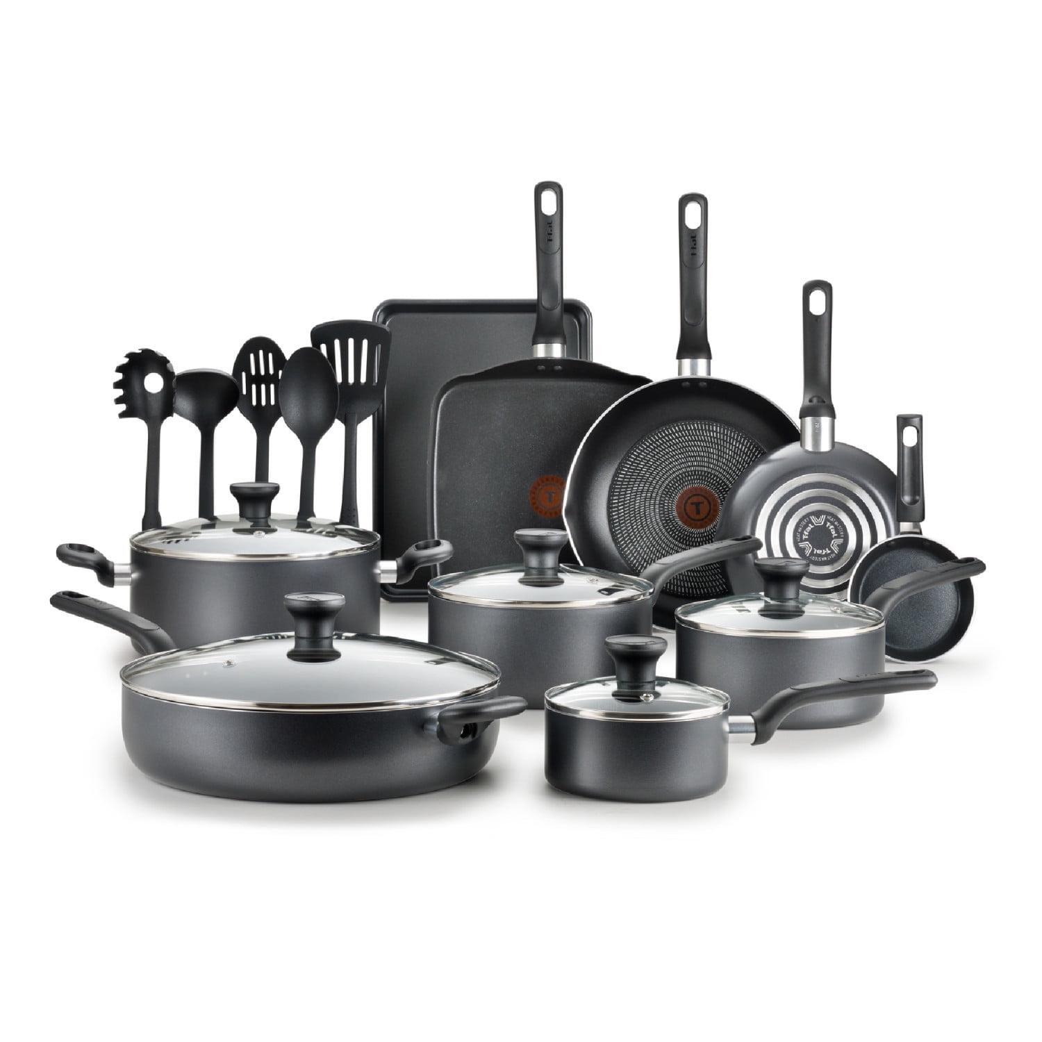 20-Piece Non-Stick Cookware Set Easy Care Aluminum Oven Safe Pots And Pans Gray