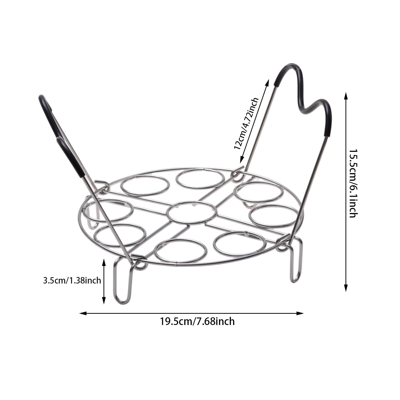 19.5cm/7.68inch Silver Egg Steamer Rack Trivet with Heat Resistant Silicone H…