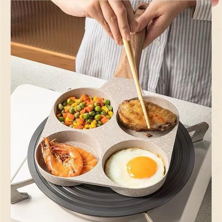 1 PC 4Cup 7.3 Inch Nonstick Egg Frying Pan Gas Induction Skillet White