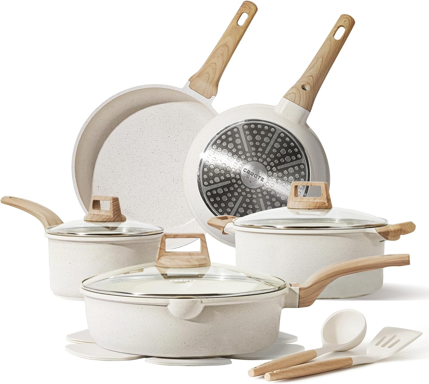 CAROTE 14-Piece Pots and Pans Set Nonstick Cookware with Utensils & Protectors