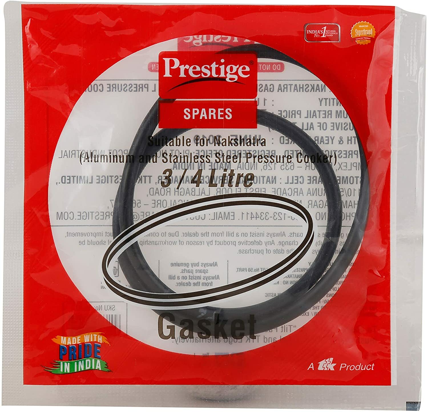 Prestige Nakshatra Gasket, 1 Piece (for 3/4 L Pressure Cooker)
