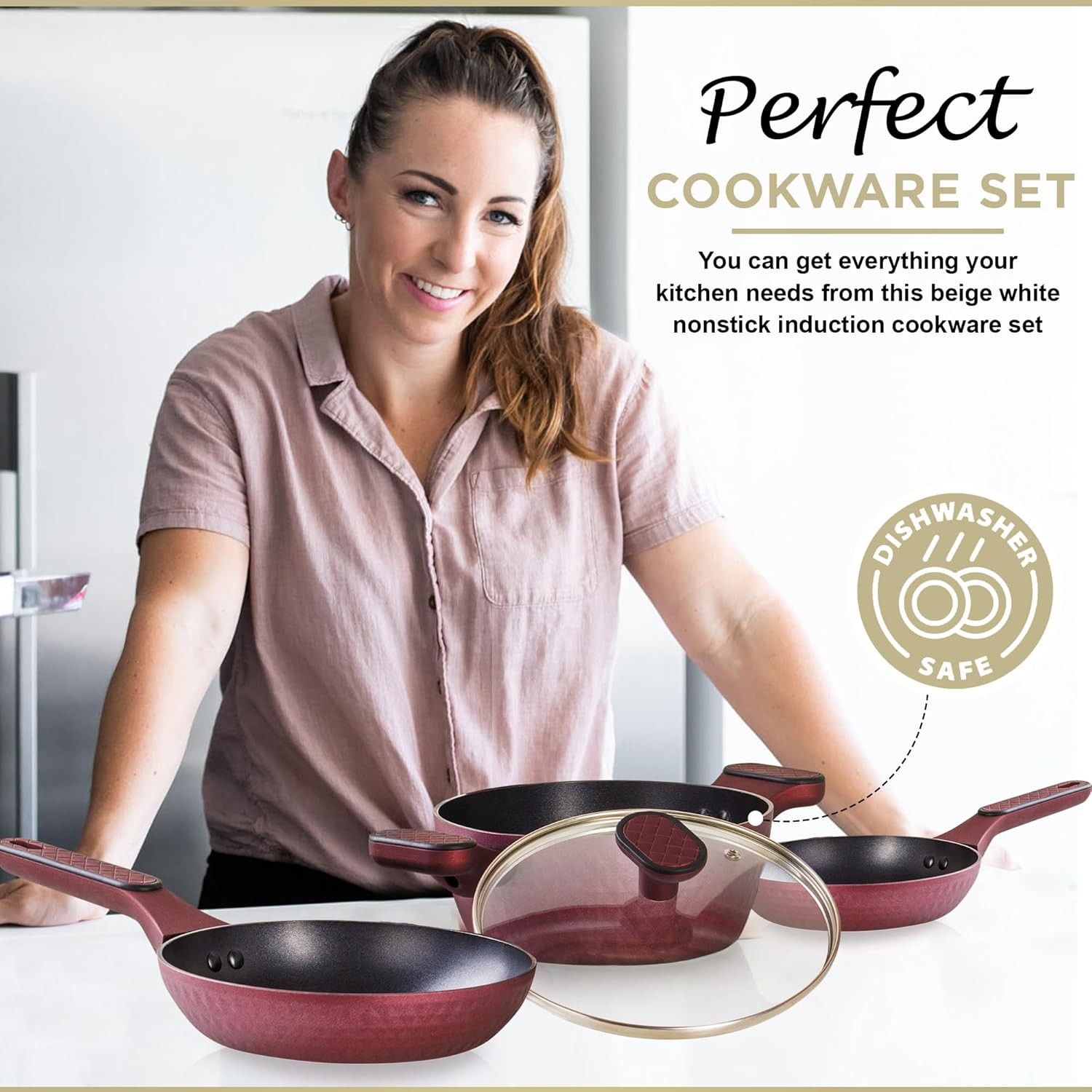 Moss & Stone 4 Piece Nonstick Cookware Set, Small Pots And Pans Set Non stick Wi
