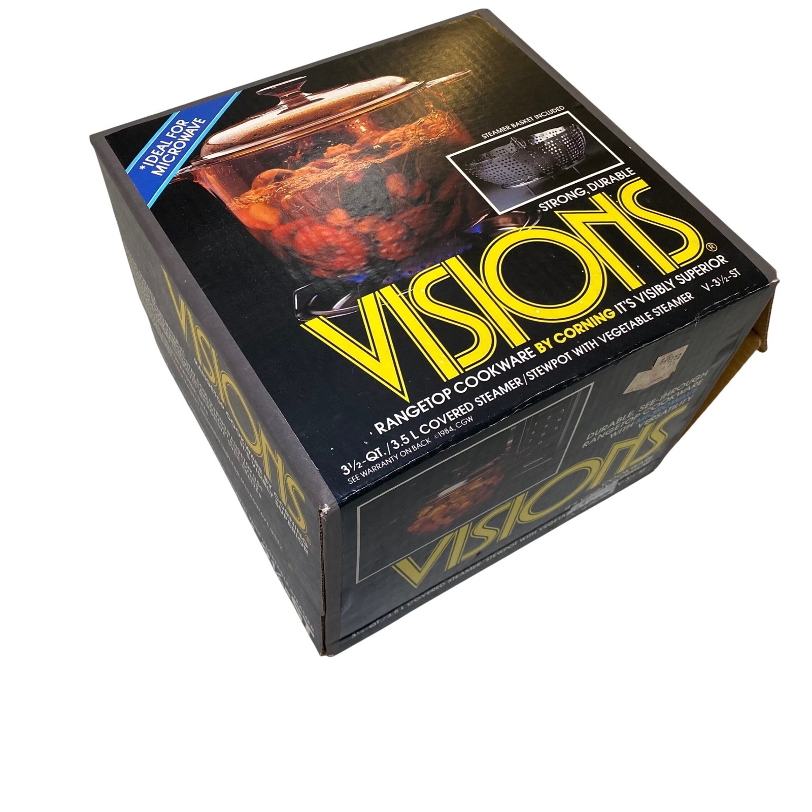Corning Visions V-3½-ST 3.5 Qt Steamer Stewpot NOS Open Box Made France Mid 80s