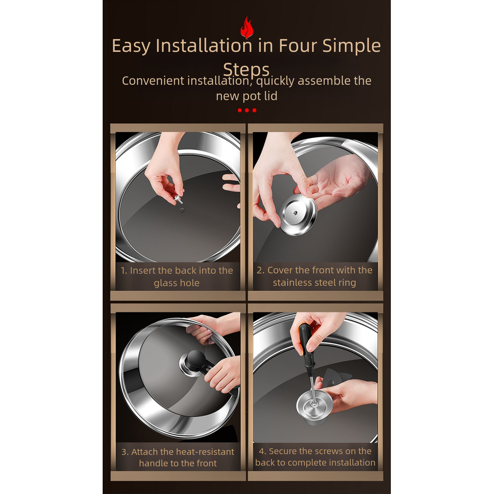Multi Size Stainless Steel Pot Lid with Tempered Glass and Cool Bakelite Handle