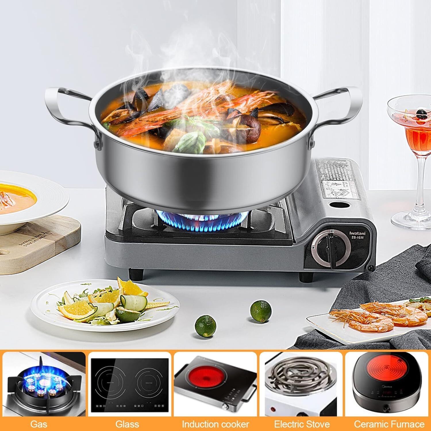 Stainless Steel Pots & Pans Set 6 Pcs Nonstick Kitchen Induction Cookware Silver