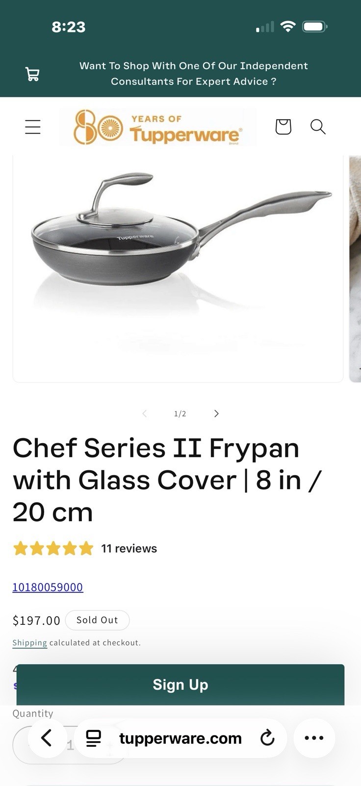 NEW Tupperware Chef Series II Frypan with Glass Cover | 8 in / 20 cm