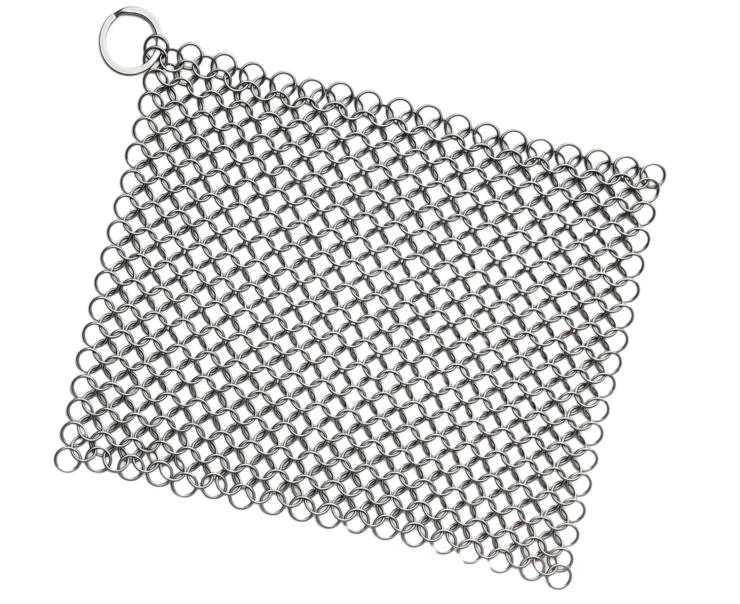 Cast Iron Scrubber 8×6 Stainless Steel Chainmail Cleaner for Pre Seasoned Pans