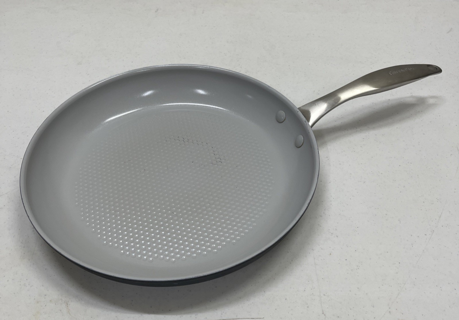 GreenPan Gray Ceramic Nonstick Frying Pan Skillet Stainless Handle Cookware Used