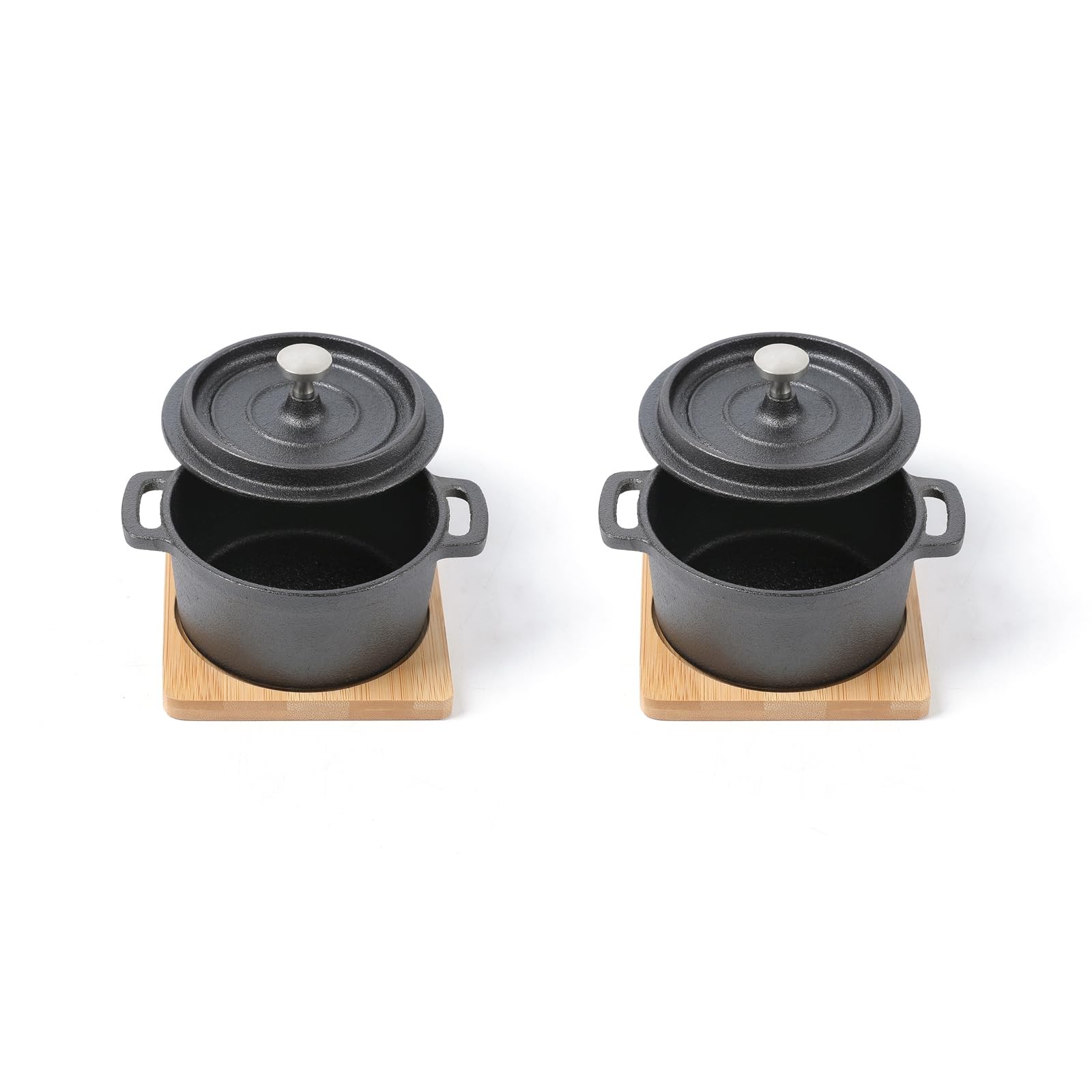Hawok Cast Iron Sauce Pan Lid 270Ml/9.13Oz/1.08Cups Mini Dutch Oven Black Set