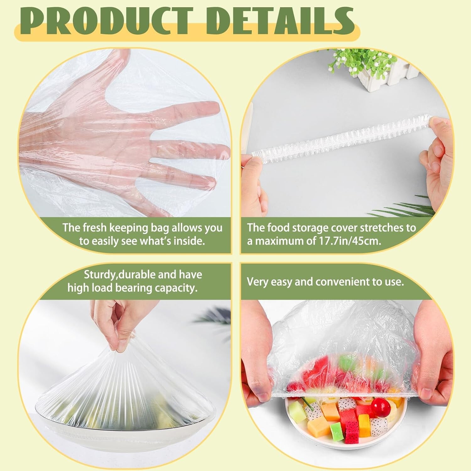 400 Pcs Fresh Keeping Bags Plastic Food Storage Covers Elastic Sealing Bowl Lids