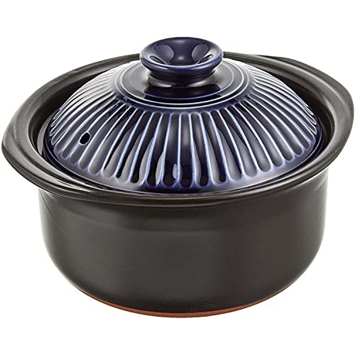 Ginpo Pottery Chrysanthemum Rice Cooker Banko Ware 3-cup capacity Lapis Lazuli