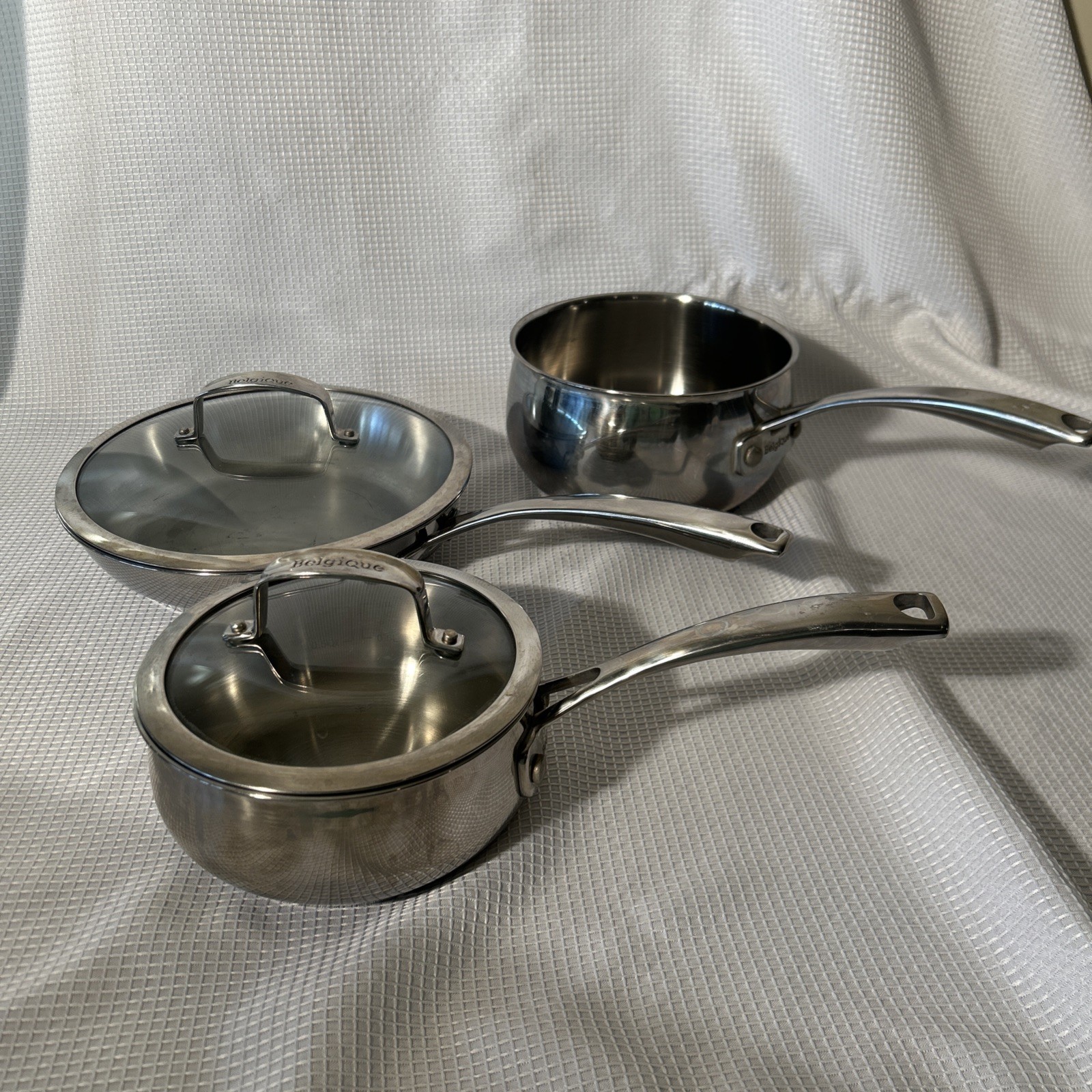 Belgique Classique Stainless Steel Cookware Set Of 3, (2 Pots, 1 Pan, 2 Lids)