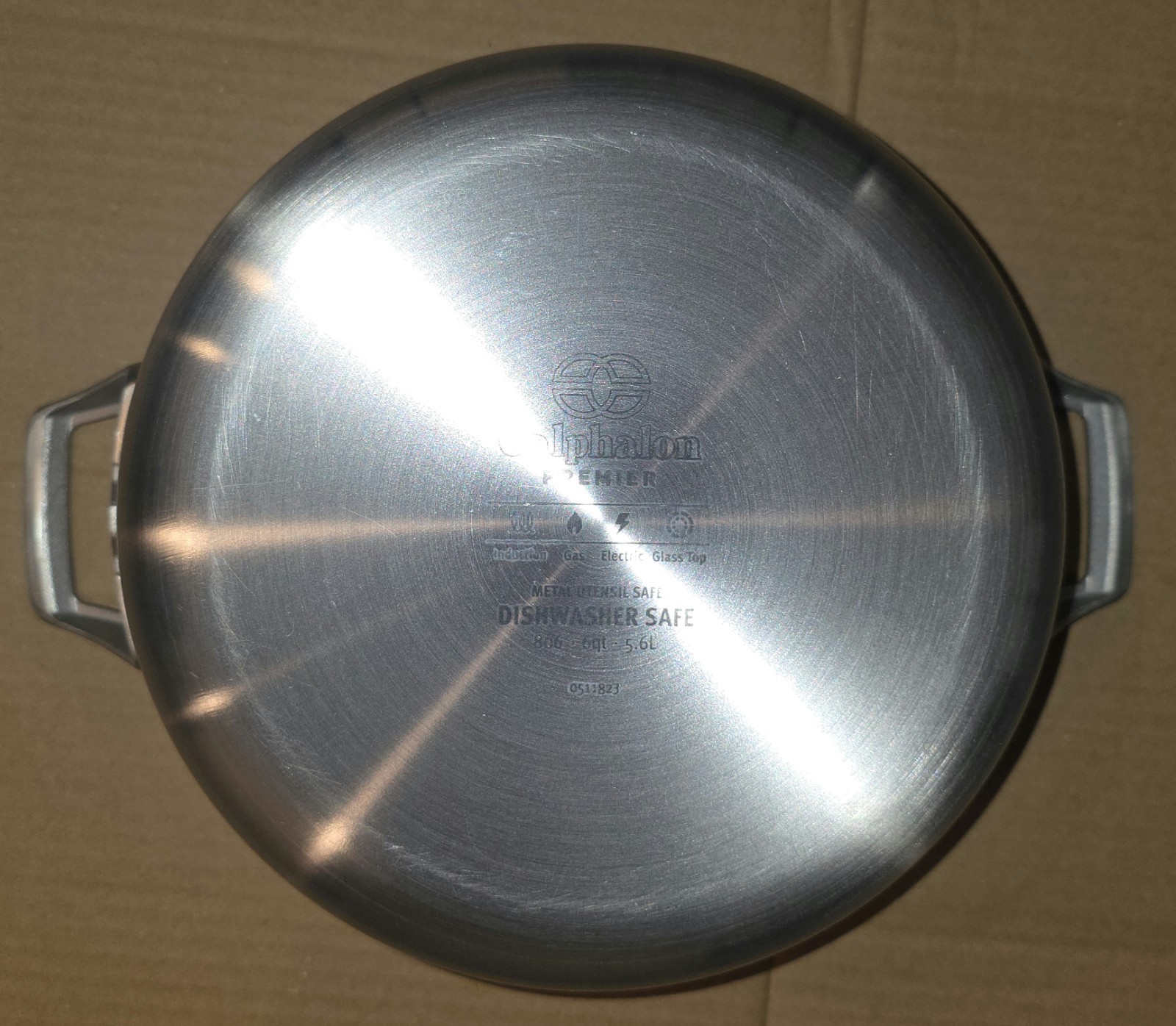 New CALPHALON Premier Space Saving 3 Layer Stainless Steel 6 Qt Stockpot