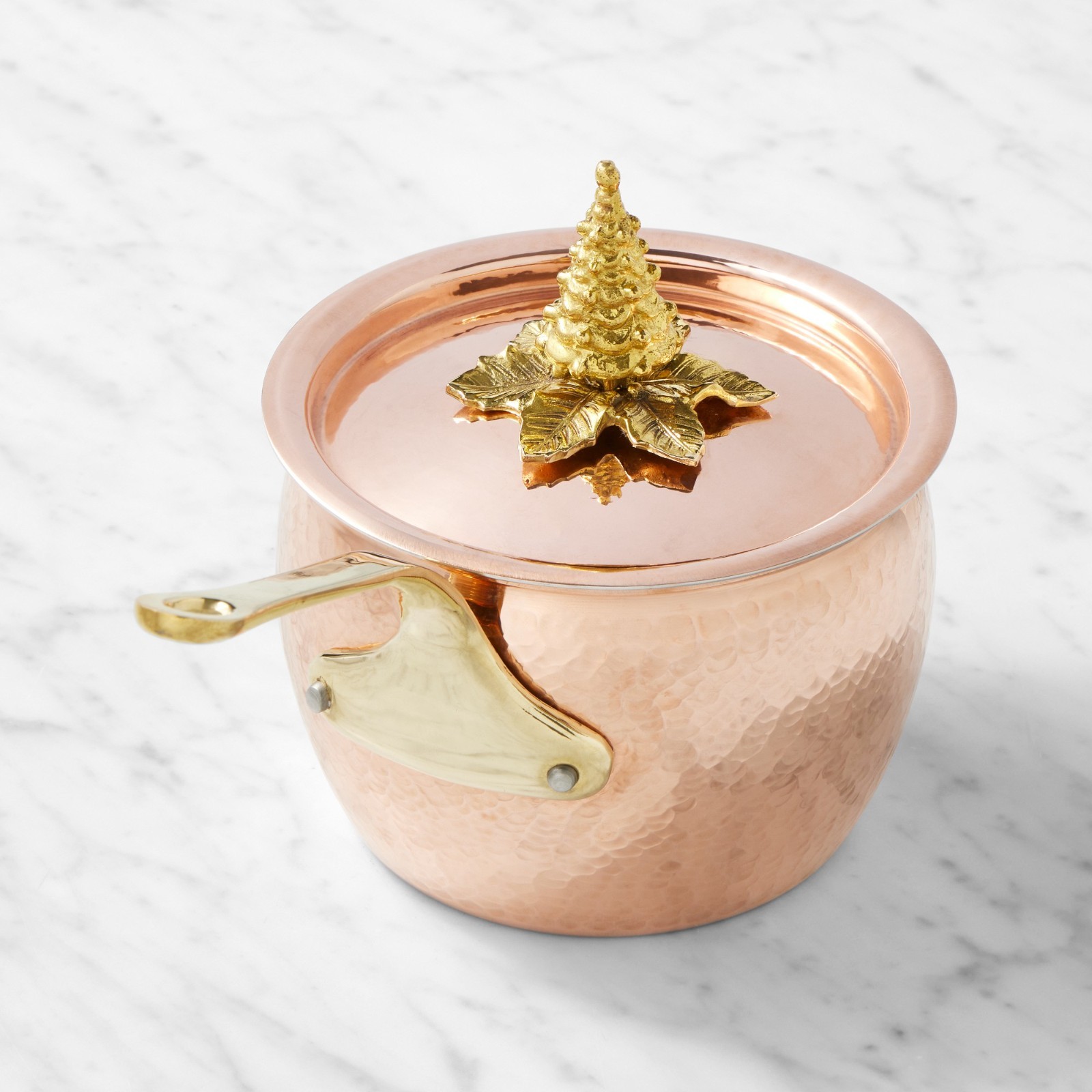 Ruffoni Historia 1.8 Qt Hammered Copper Saucepan w/ Tree Knob & Lid