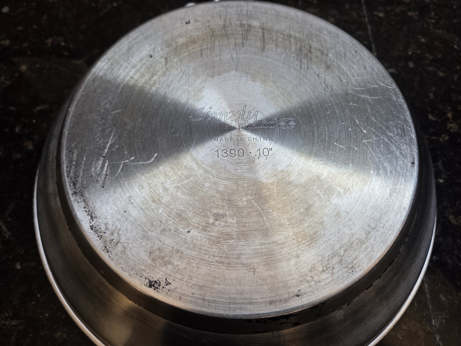 Simply Calphalon Stainless Steel 1390 10 in Skillet Fry Sauté Pan Glass Lid Nice