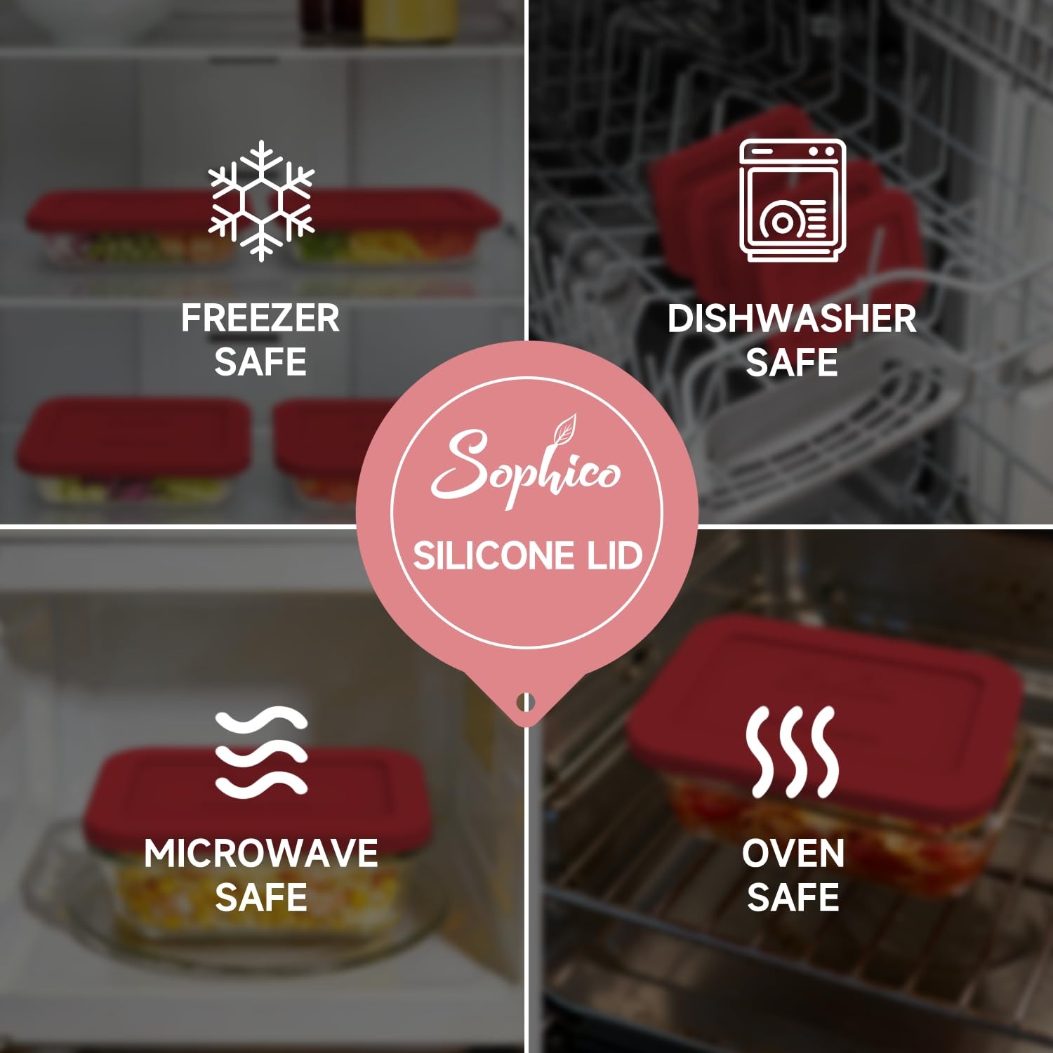 Sophico Silicone Storage Lids Cover Replacement for Pyrex Freshlock and SNAPW…
