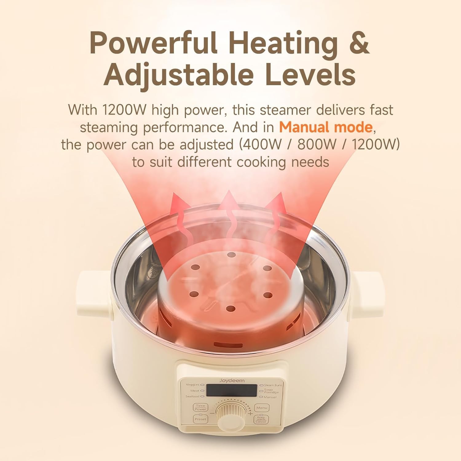 Joydeem 2-Tier Stainless Steel Electric Food Steamer 13L/13.7 qt DZG-A100