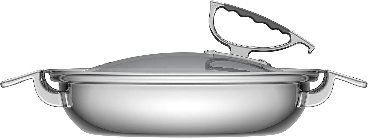 COOKCRAFT by CANDACE 12-INCH DUAL HANDLE CASSEROLE PAN w/ GLASS LATCH LID NIB