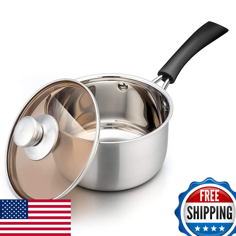 Teamfar Saucepan Lid 2 Qt Sauce Cooking Pot Milk Pan Stainless Steel