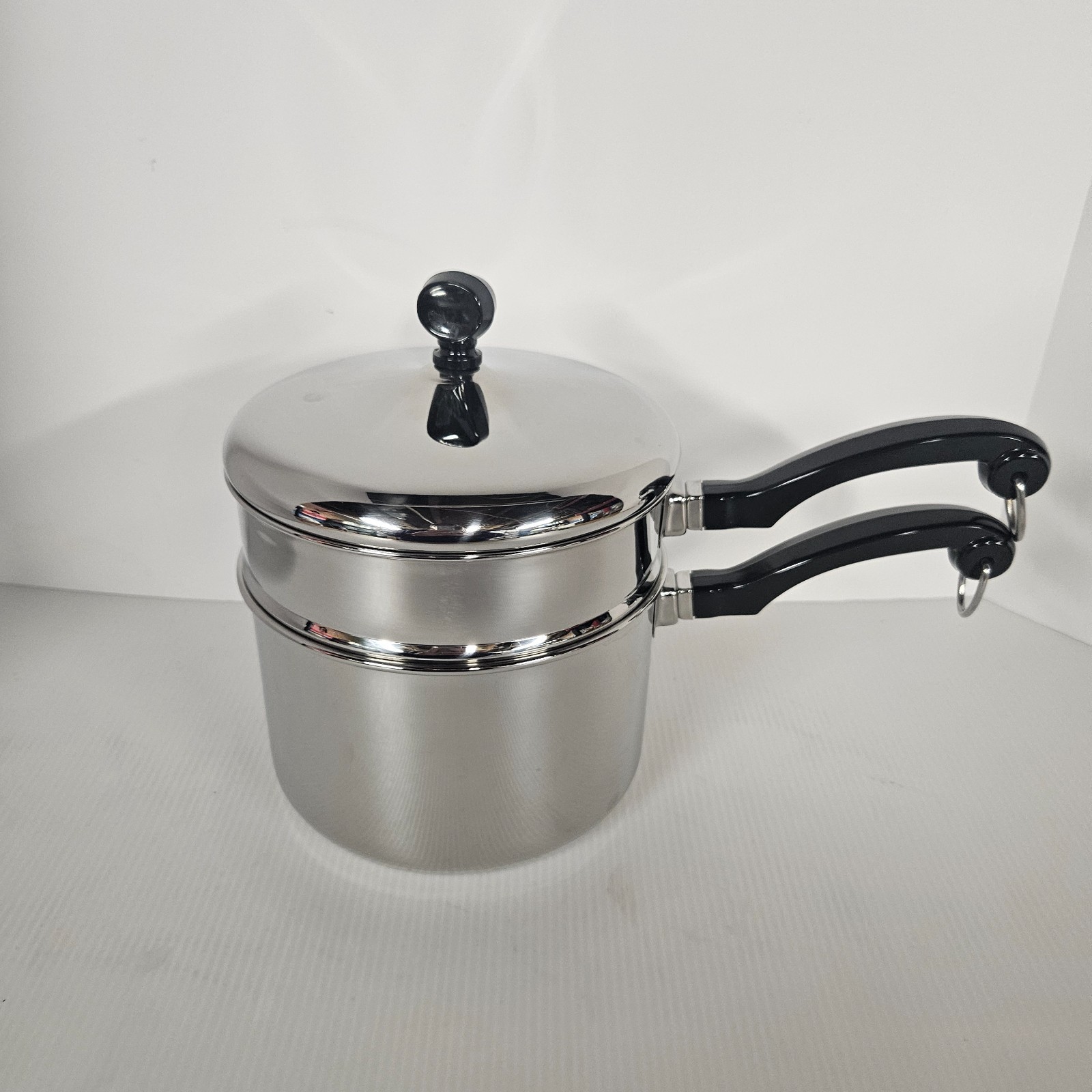 Farberware Double Boiler Pot 2.5 Qt Stainless Steel Aluminum Clad USA Vintage
