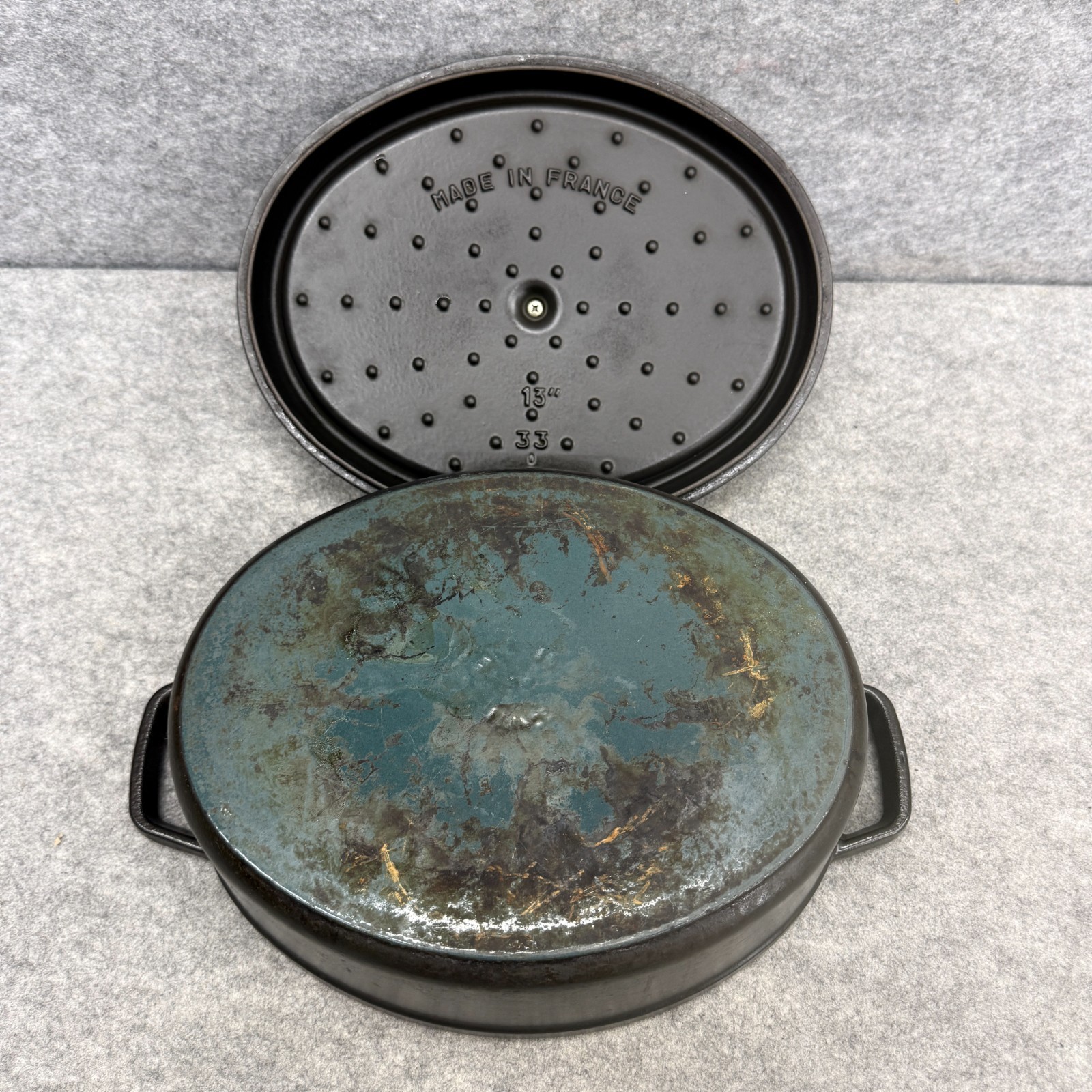 Staub Matte Black Enameled Cast Iron 7 Qt Oval Dutch Oven La Cocotte #33 France