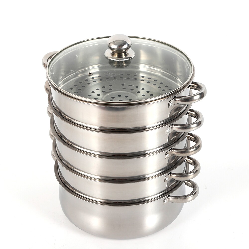 5-Tier Dumpling Steamer Stainless Steel Steamer Pot With Lid Steaming Basket
