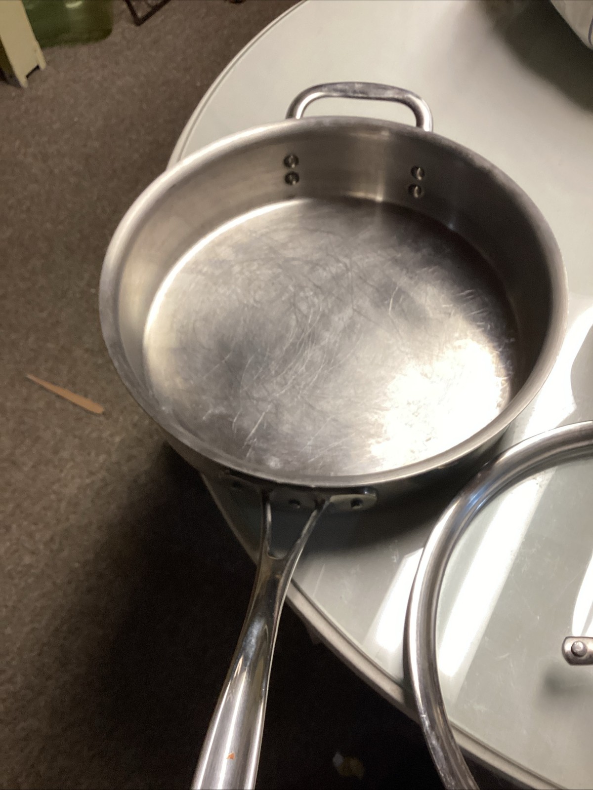 Calphalon Stainless Steel 3 Quart Frying Pan 2 Handles 5003 Induction Ready