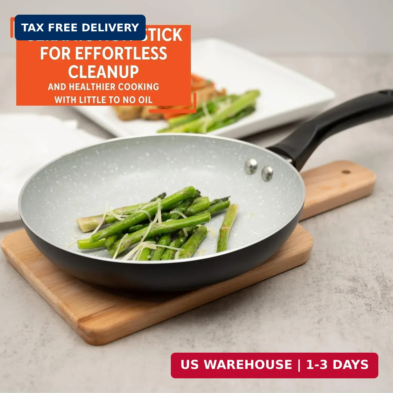 IMUSA 8″ Premier Ceramic Nonstick Fry Pan with Cool Touch Handle, Matte Black
