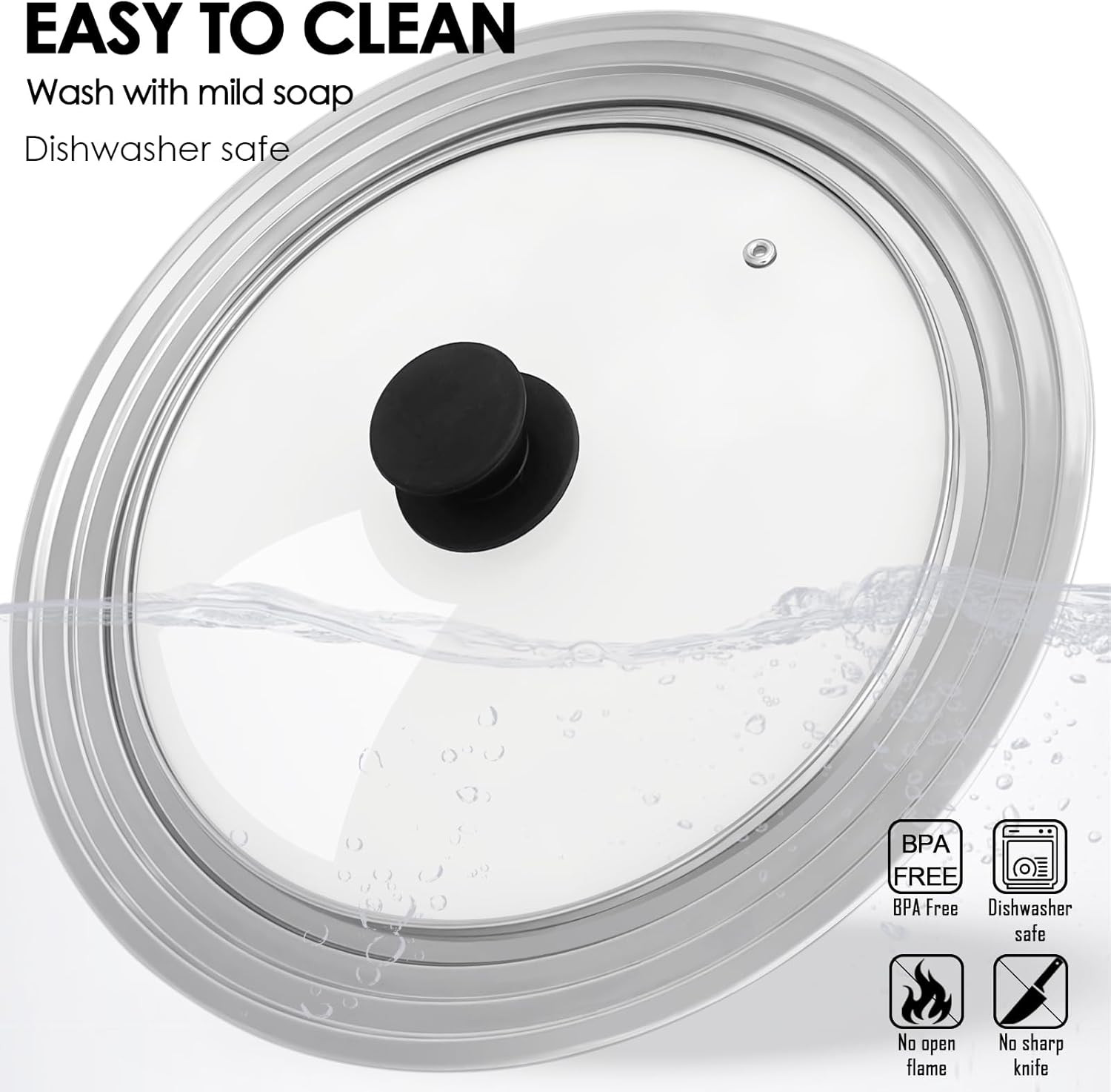 Universal Pot & Pan Lid Fits 11″ 12″ 13″ Cookware Stainless Steel Replacement Fr
