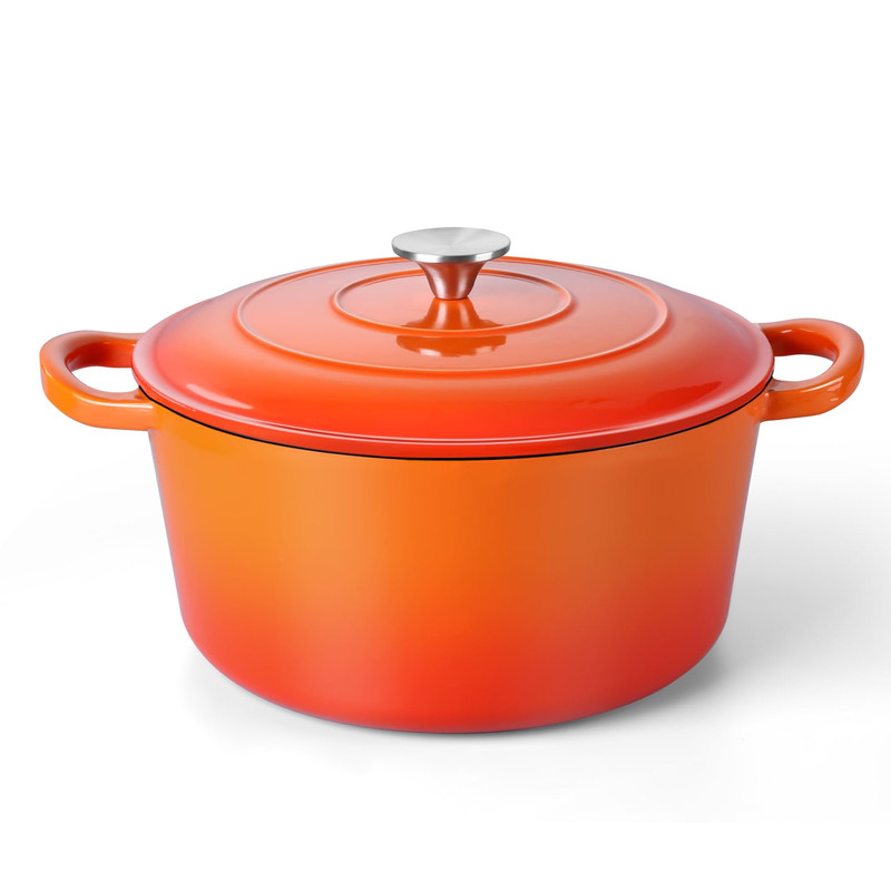 Teamfar Enameled Cast Iron Dutch Oven 6Qt Nonstick Dutch Oven Pot Lid Dual