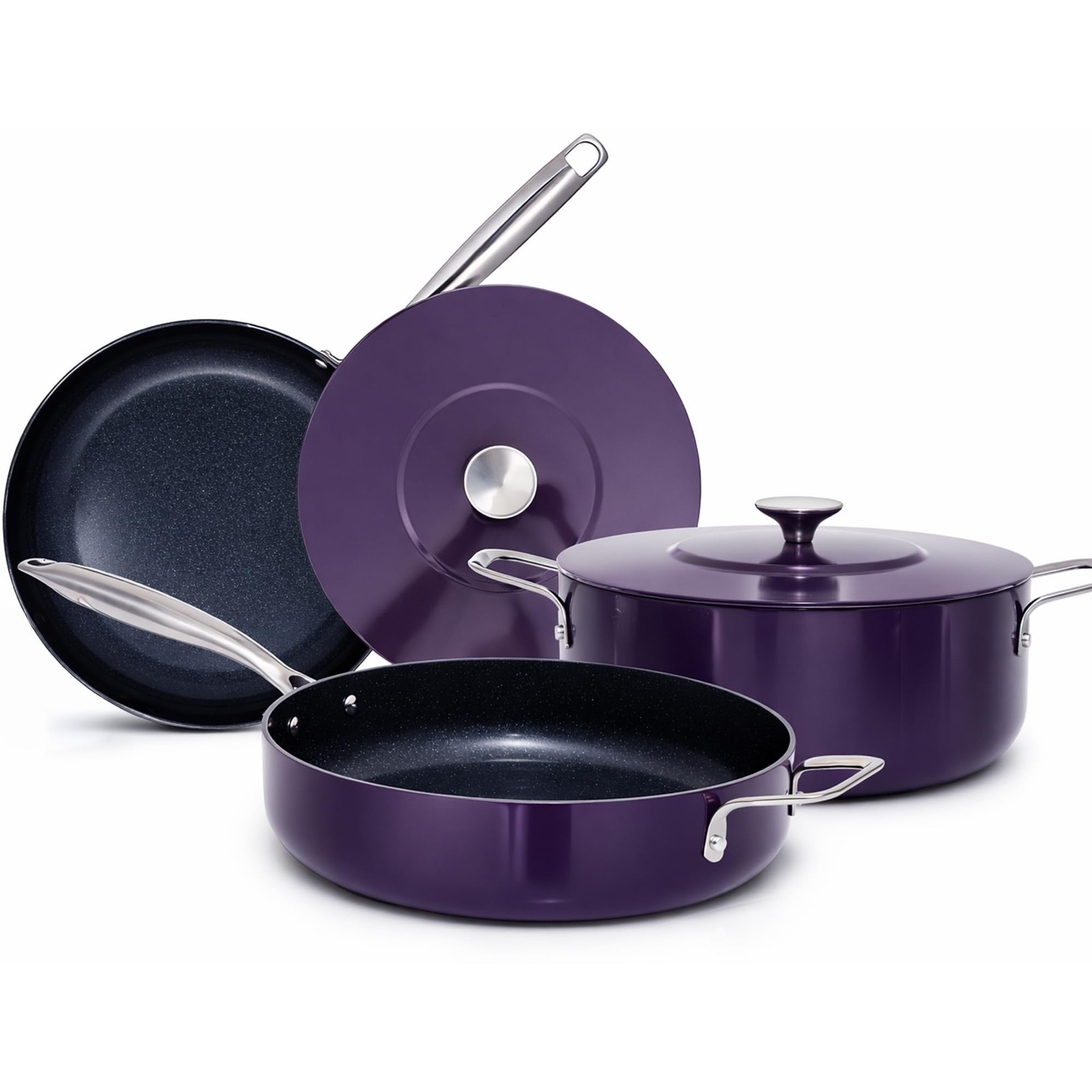 Nuwave Essential Series 5PC Ceramic Cookware Set PFAS-Free, G11 Duralon
