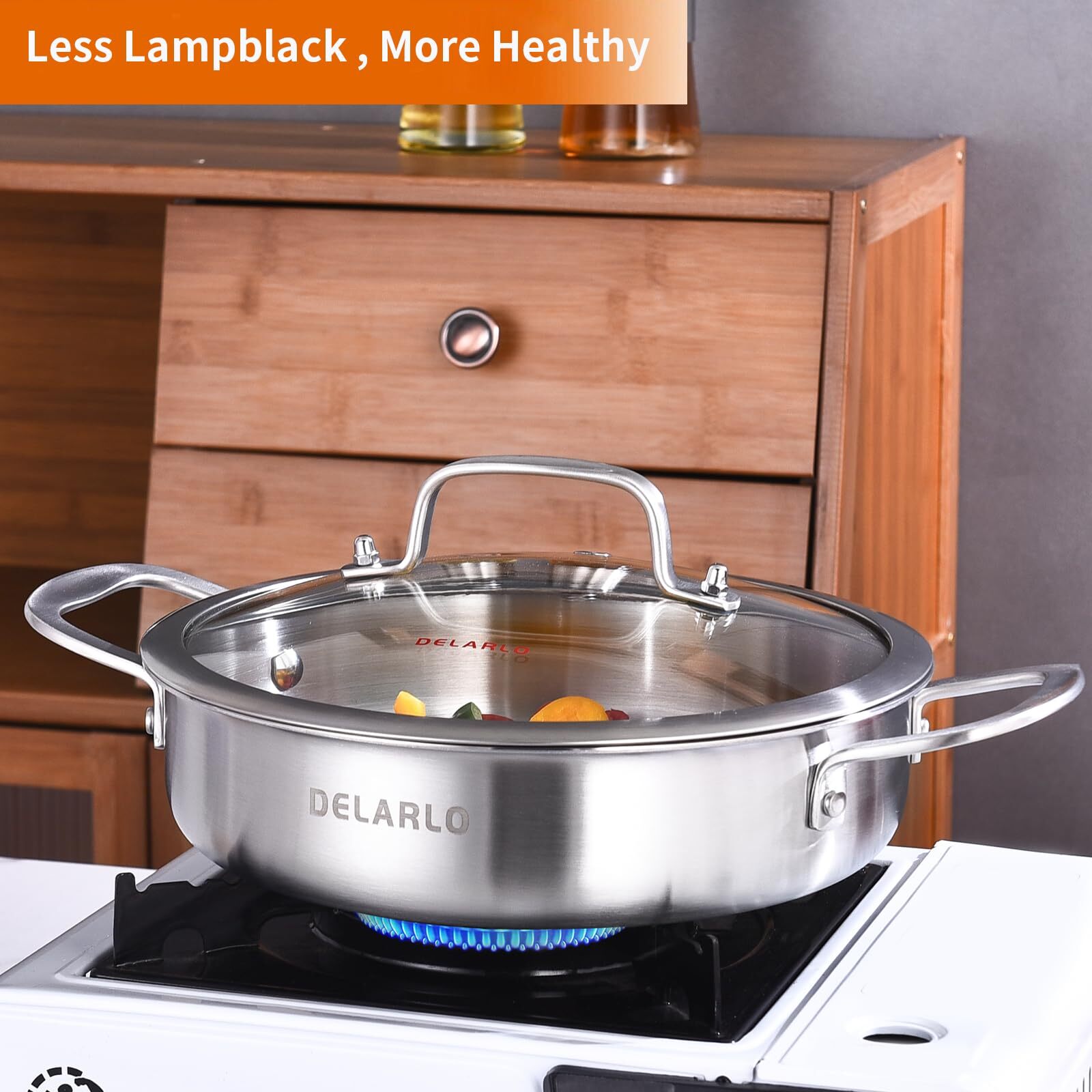 Triply Stainless Steel 10 Inch Frying Pan 3qt Saute Pan With Lid Kitchen Skillet