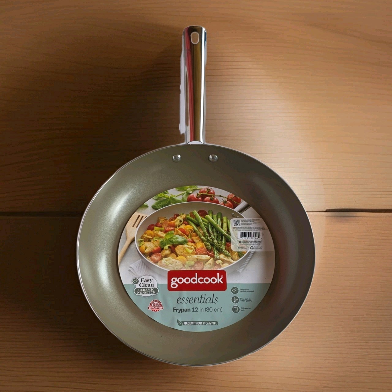 Goodcook Essentials Ceramic Nonstick 12 in Frying Pan Silver Easy Clean