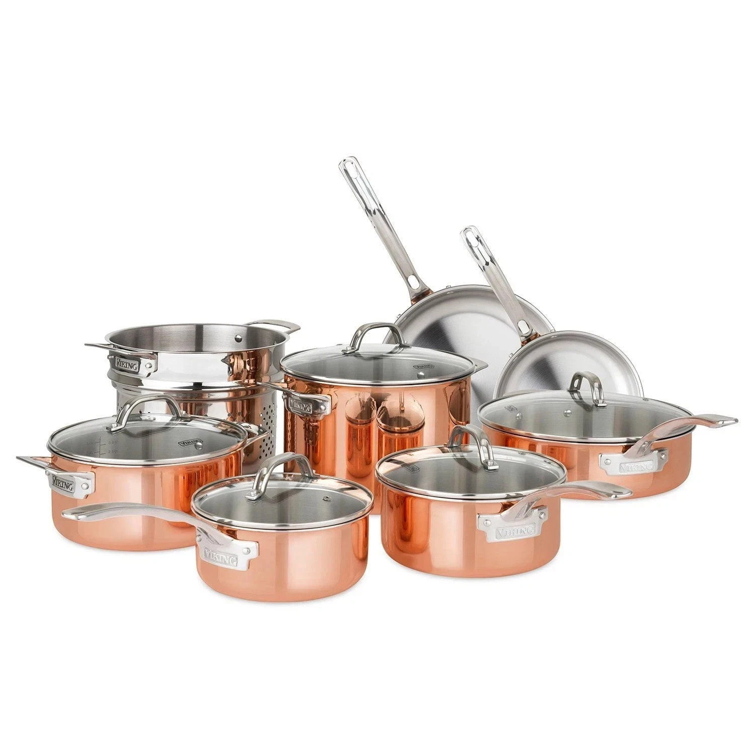 Viking 3-ply 13PC Cookware Set with Vented Glass Lids – Choose Type – New Opened