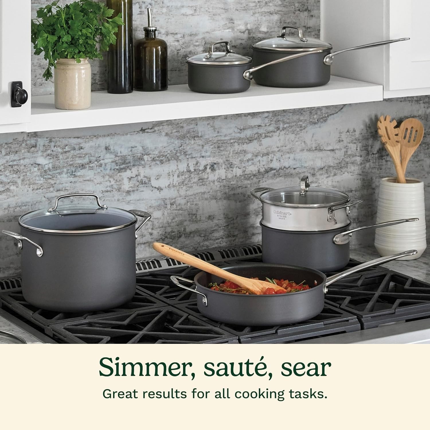 Cuisinart 17-Piece Cookware Set, Chef’s Classic Nonstick Hard Anodized, 66-17