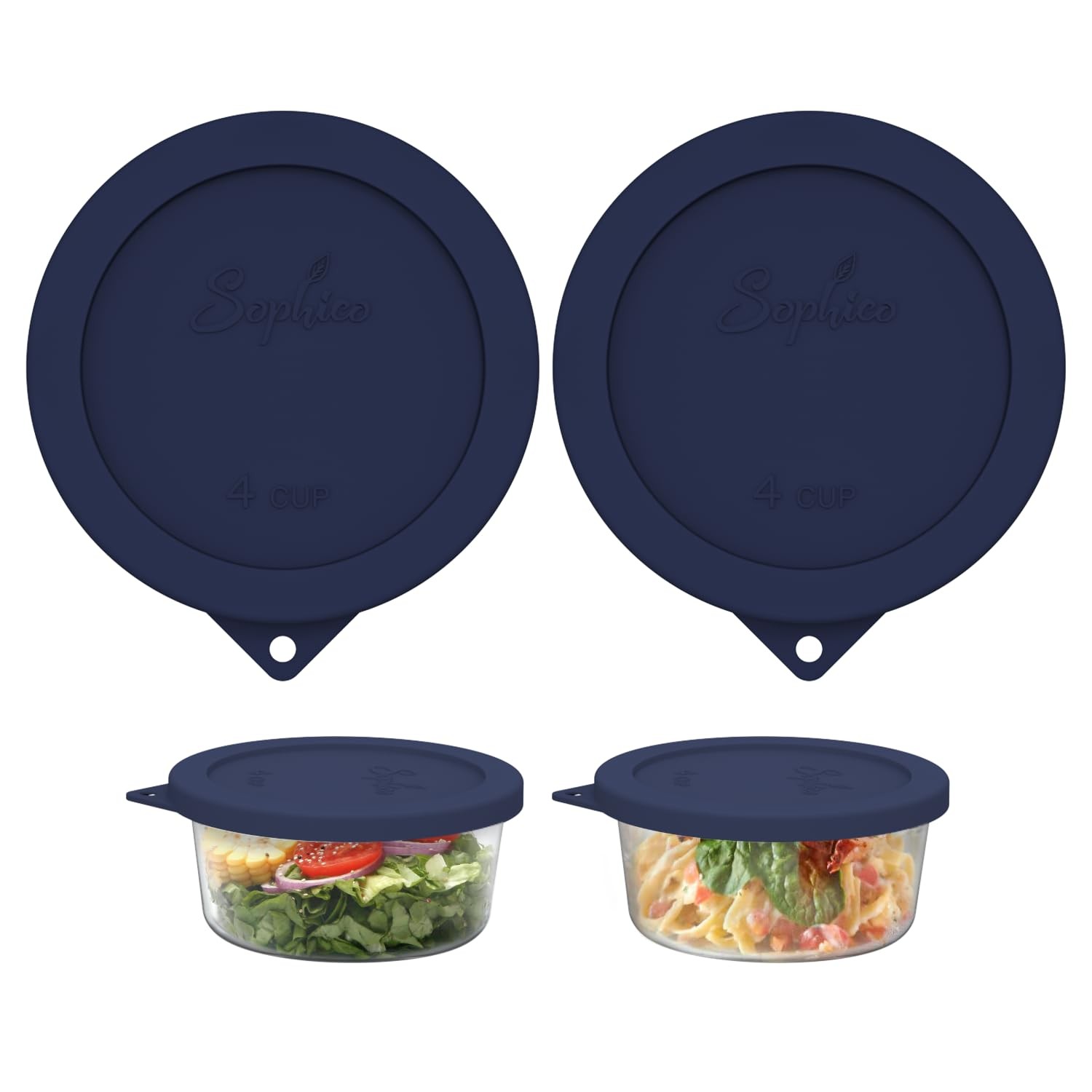 4 Cup Round Silicone Storage Cover Lids Replacement for Anchor Hocking and Py…