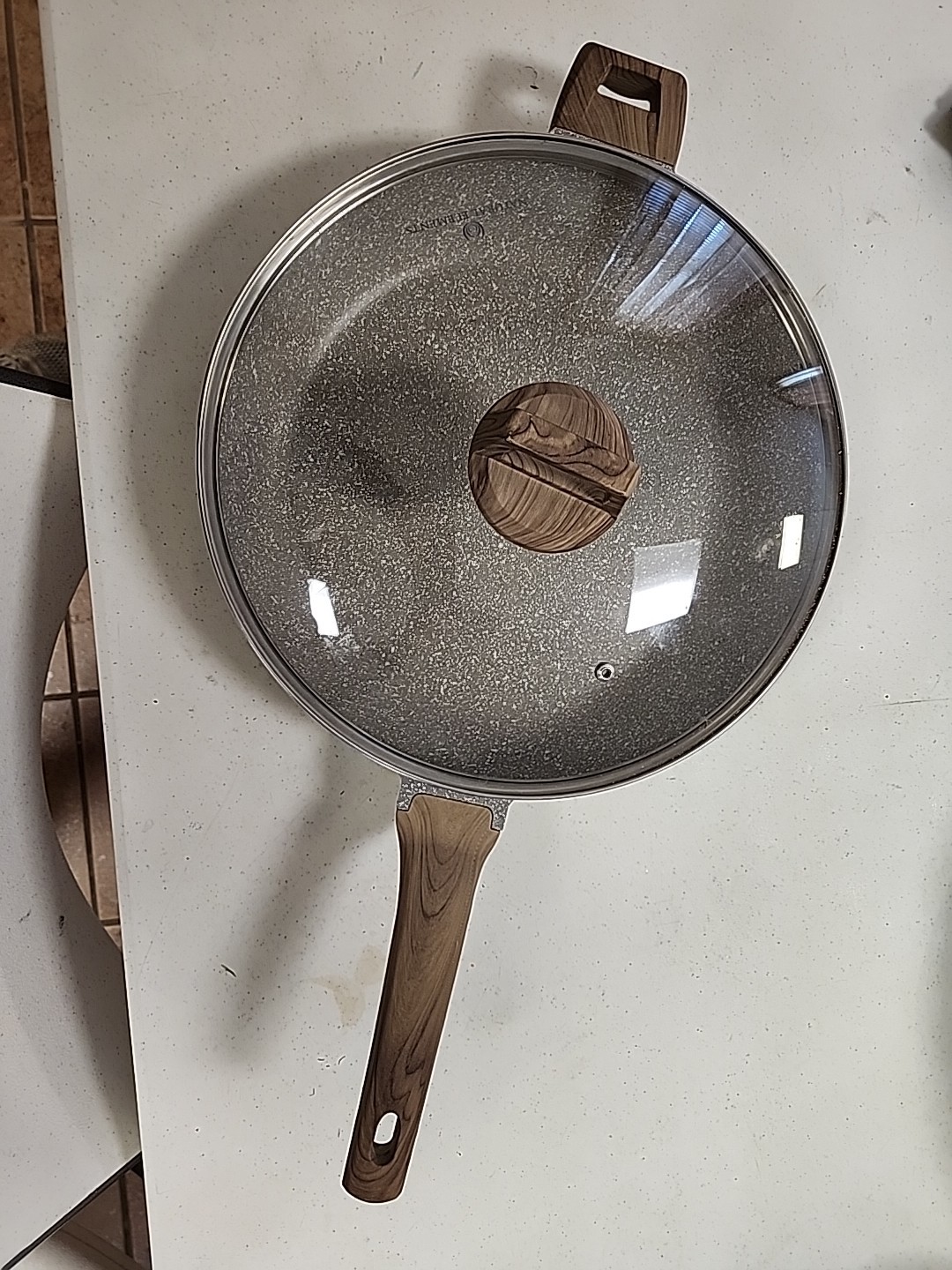 Natural Elements Woodstone 12.5” Sauté Pan With Lid NWT