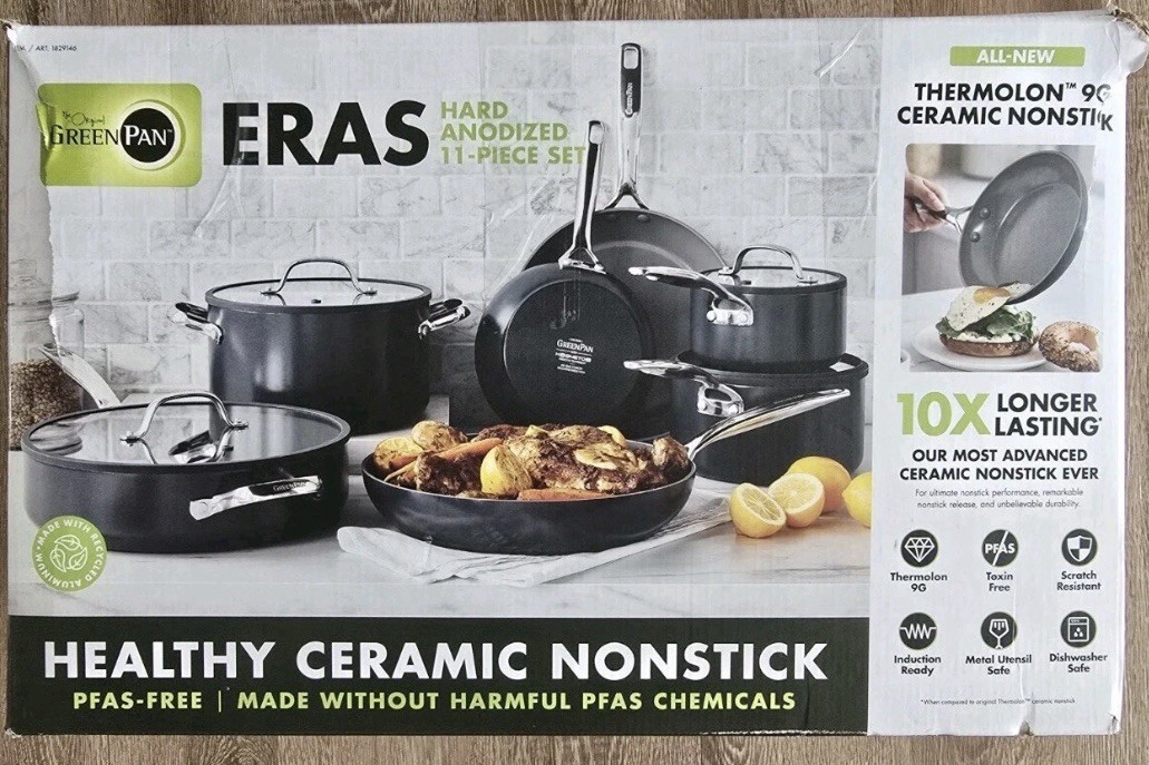 Green Pan Eras 11 Piece Cookware Set New Open Box Ceramic Nonstick