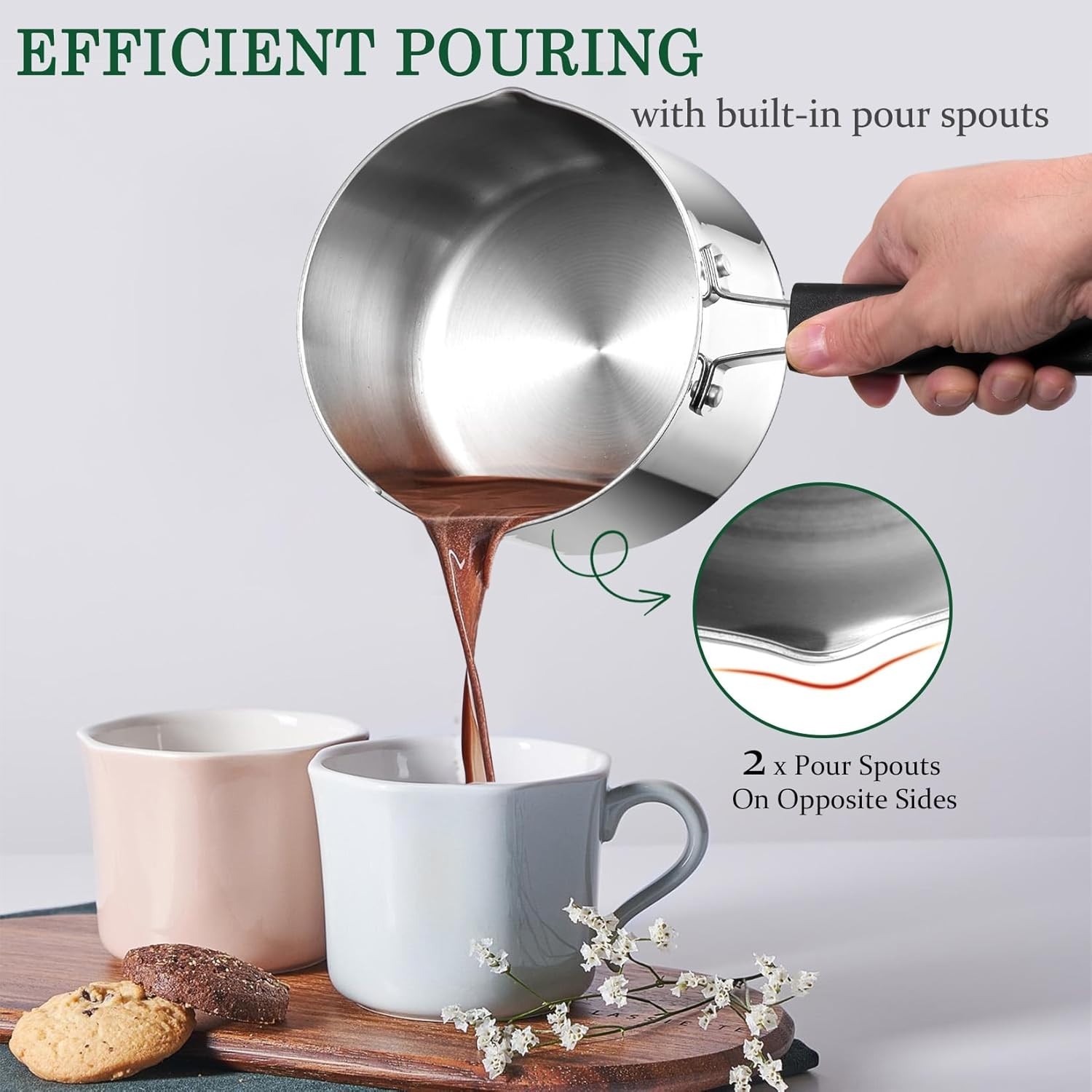 Saucepan with Lid, 2 Qt Sauce Cooking Pot Milk Pan Stainless Steel, Professional