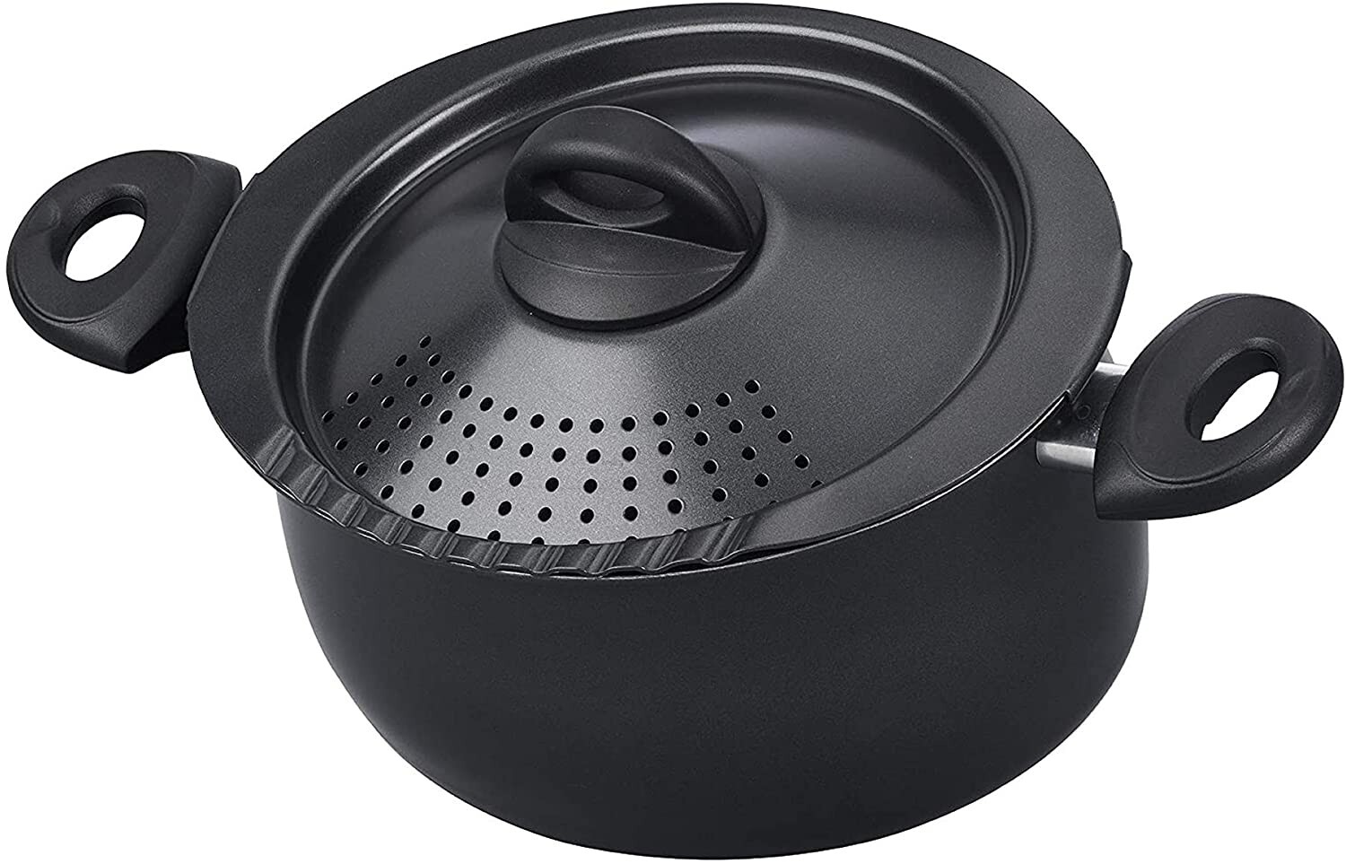2 Bialetti Italian Essentials 5.5 QT / 5.2L Oval Nonstick Pasta Pot Black 07265