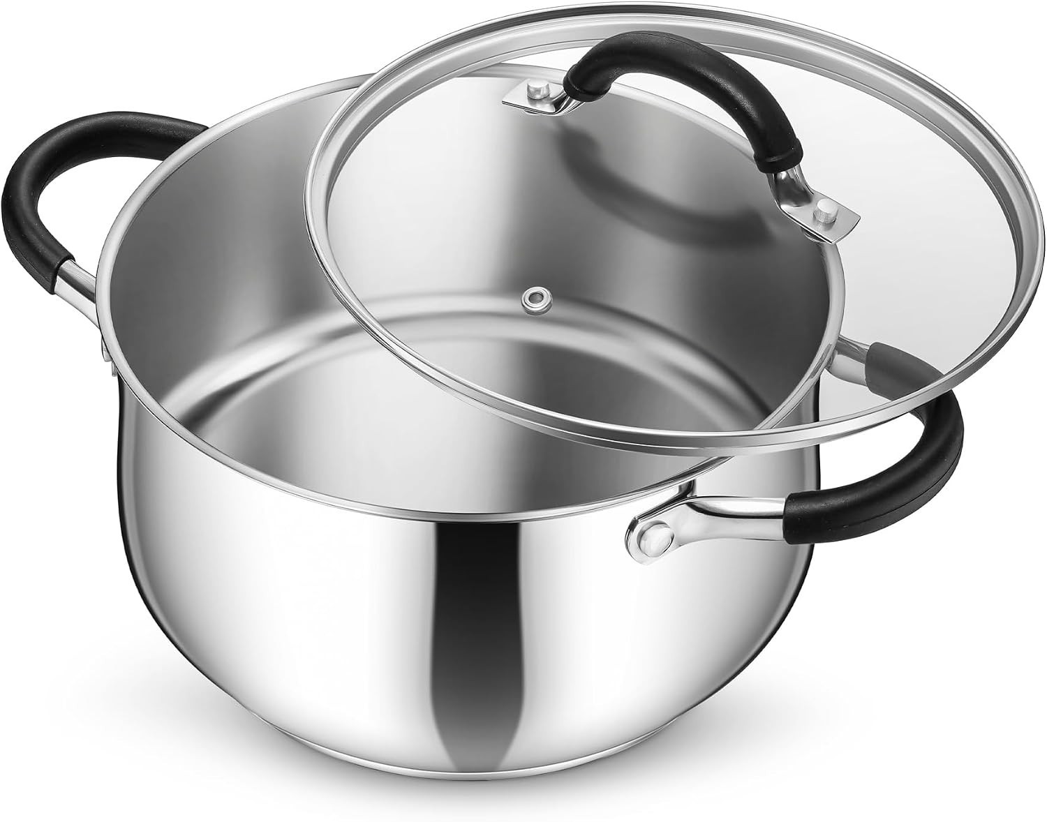 5 Quart Stainless Steel Stock Pot, Cooking Pot with Visible Lid | For Soup Pa…
