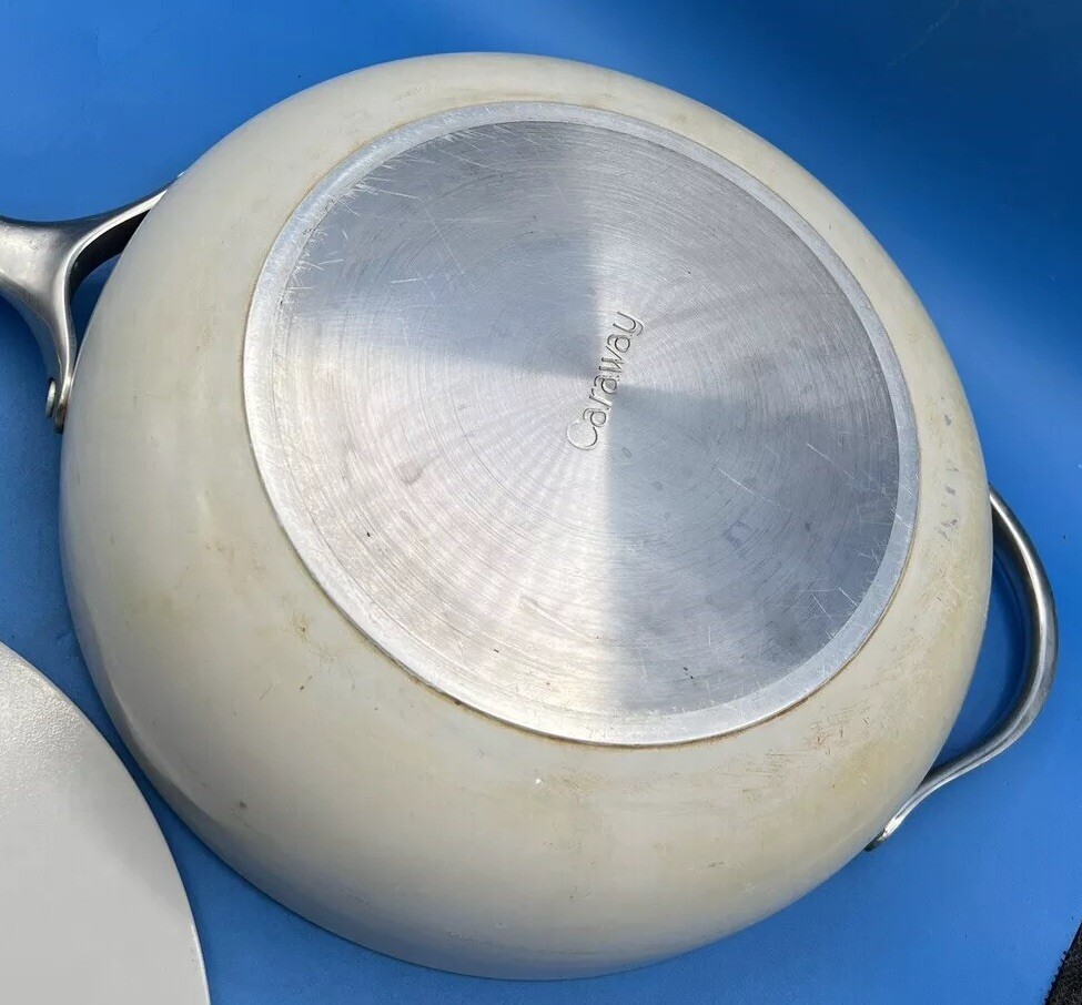 CARAWAY HOME Saute Pans Ceramic Nonstick Round Individual W/Lid Quality Gray 12”