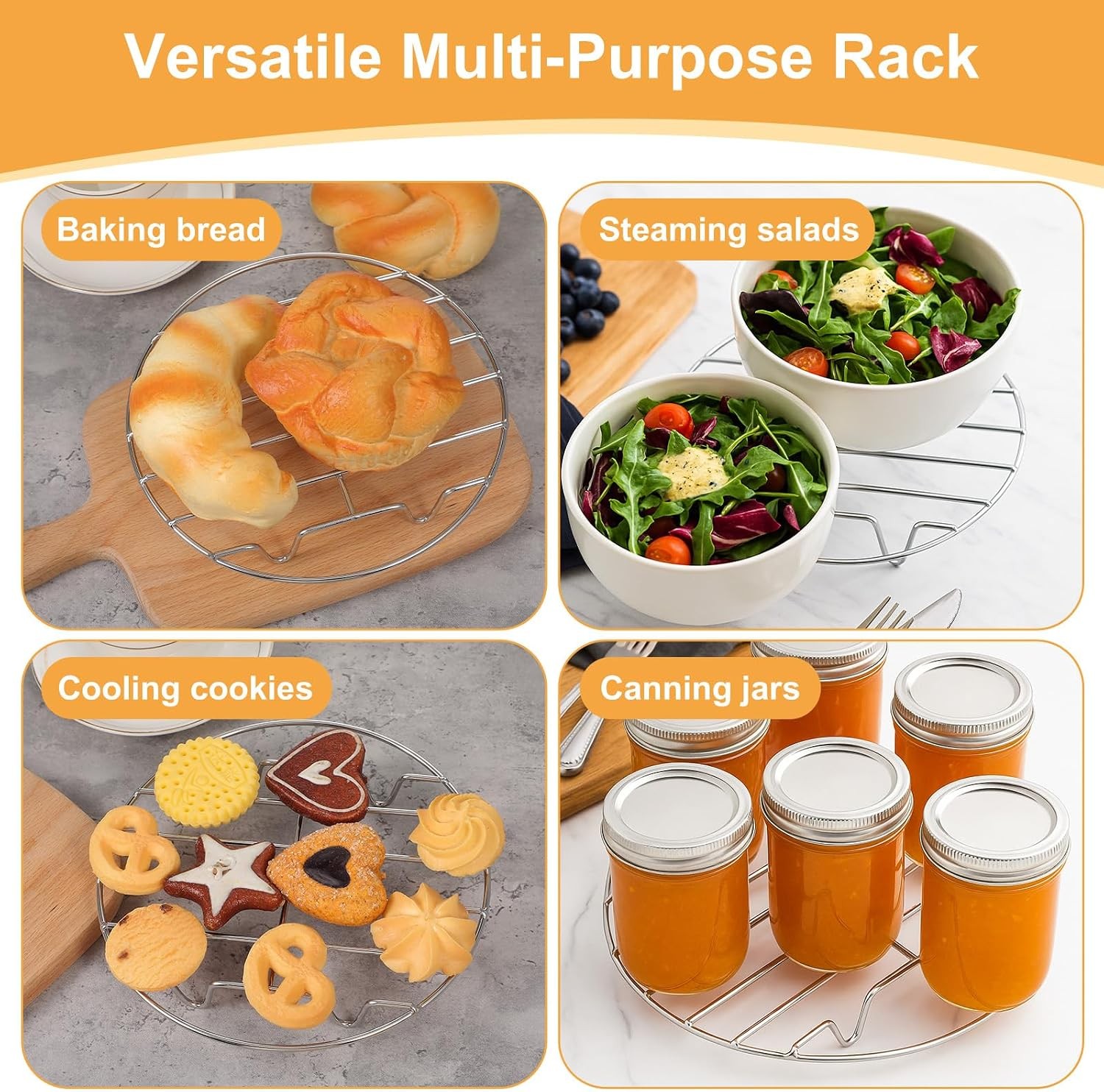 Round Steamer Rack, 304 Stainless Steel Steaming Rack Steamer Plate for Pressure