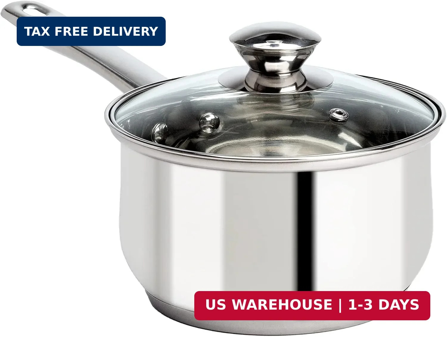 Ecolution Stainless Steel Sauce Pan, Encapsulated Induction Ready Cooking Pot wi