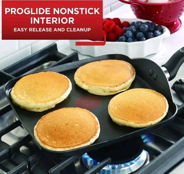 T-FAL ~ GRAY ~ 10.25″ Square Griddle ~ Non-Stick ~ Thermo-Spot ~ Oven Safe